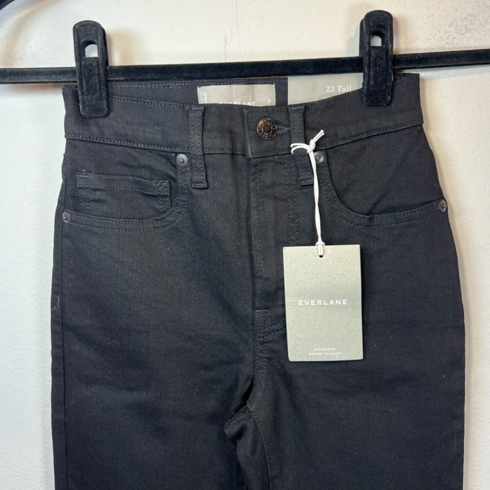 Everlane High Rise Skinny Jeans Black Denim Stretch Classic NEW Women's 23 Tall - Picture 2 of 14